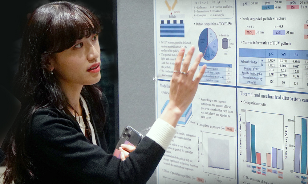 Poster presenter explains her research at SPIE Optifab
