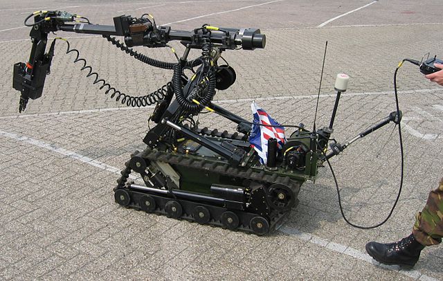 Demonstration of a remote-controlled vehicle used to clear explosives in the Netherlands