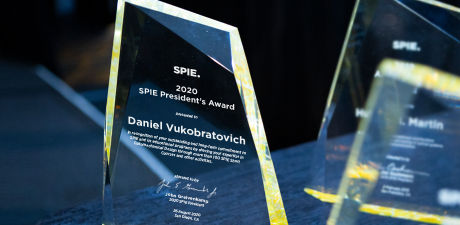 Daniel Vukobratovich wins the The 2020 SPIE President’s Award 