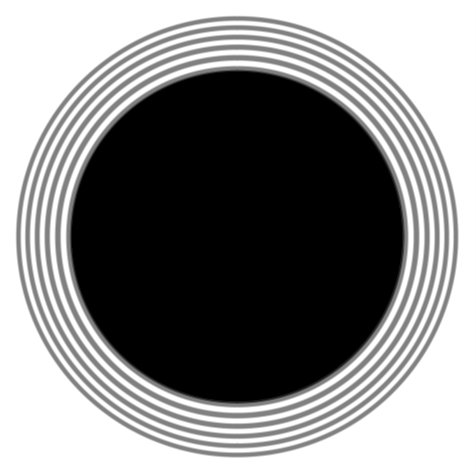 Circular disk, with Fresnel number of 14, in front of alternating gray and white Fresnel zones