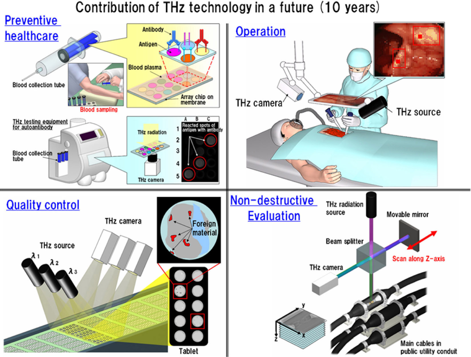 Terahertz imaging for detection or diagnosis